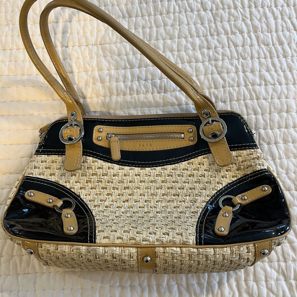 Rafe Tan and Black Woven Shoulder Bag